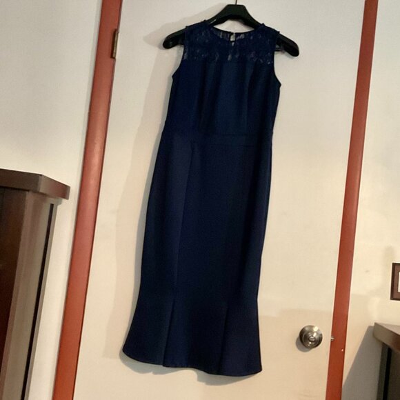 New York & Company Dresses & Skirts - New York & Company Navy Blue Lace Crochet Ruffle Dress | Sleeveless | Size M